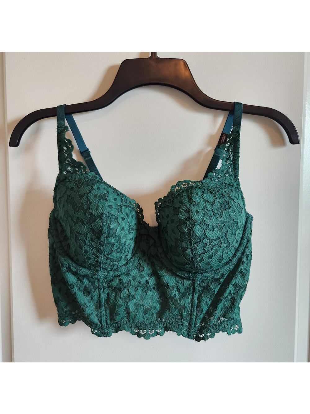 Victoria’s Secret Green Lace Corset Bra Top 34D - Poison Ivy Cosplay Fairy Core